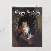 オリジナルネコと子猫のハッピーバースデー ポストカード (正面/裏面)