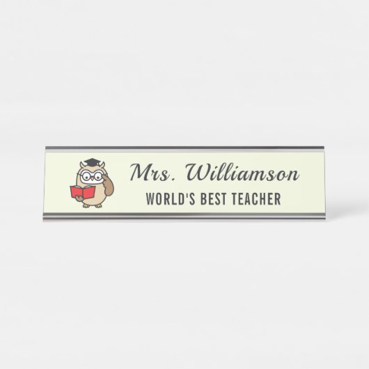 オリジナルネームの先生・図書館員 Owl From The Desk Of デスクネームプレート (正面)