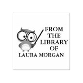 オリジナルネームの可愛いフクロウ本のしおり「From The Library Of」 ラバースタンプ (インプリント)