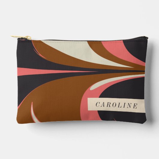 オリジナルネーム おしゃれ レトロ マーブルアート アクセサリーポーチ (正面)