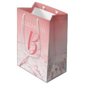 オリジナルネーム＆イニシャルスクリプトオンブレコーラル＆アブストラクト ミディアムペーパーバッグ (裏面アングル)