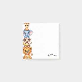 オリジナルネーム サファリ動物 水彩 ステッカー ポストイット