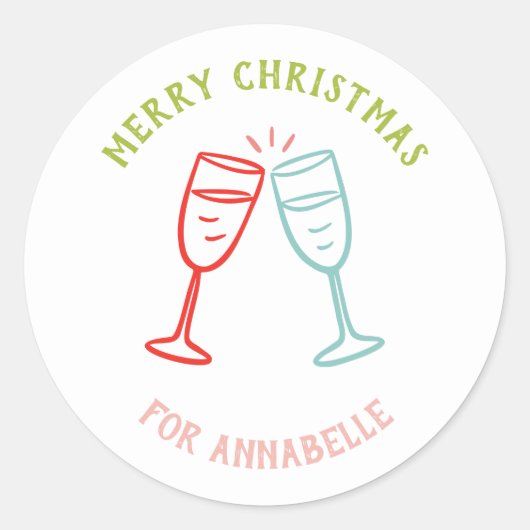 オリジナルネーム メリークリスマス ドリンク ラウンドシール (正面)