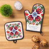 オリジナルハンガリーキ賛美ッチン引用文 鍋つかみ&鍋敷きセット (トップダウン)