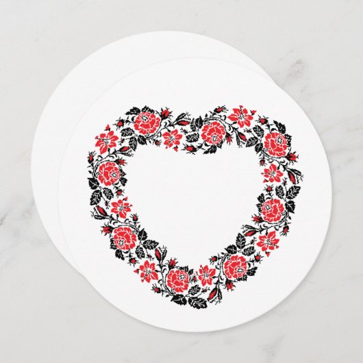 オリジナルハートの赤薔薇の十字縫い (正面/裏面)