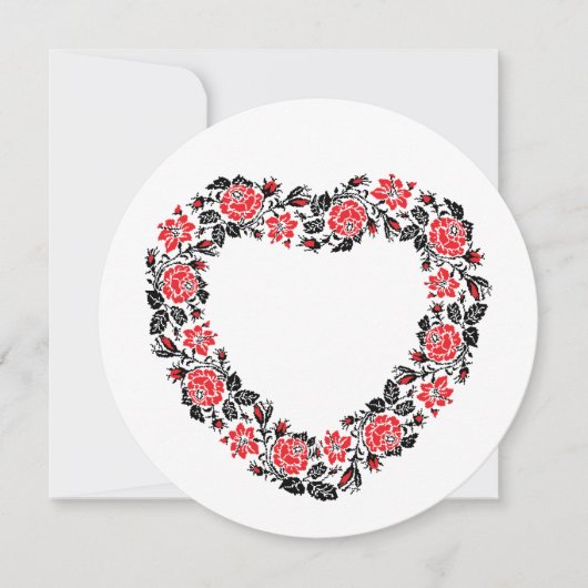 オリジナルハートの赤薔薇の十字縫い (正面)