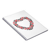 オリジナルハートの赤薔薇の十字縫い ノートブック (右側)