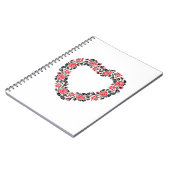 オリジナルハートの赤薔薇の十字縫い ノートブック (左側)