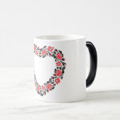 オリジナルハートの赤薔薇の十字縫い モーフィングマグカップ (正面右)