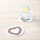 オリジナルハートの赤薔薇の十字縫い ラウンドペーパーコースター (インサイチュ)