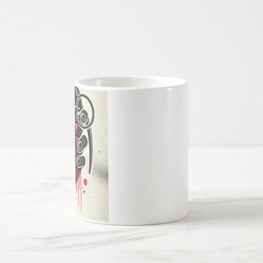 オリジナルハート形の手榴弾アートワーク コーヒーマグカップ (中央)