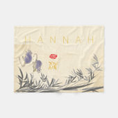 オリジナルバンブーラッ絵画トの中国の年〔占星術の〕十二宮図B フリースブランケット (正面(横))