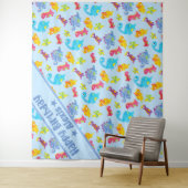 オリジナルパウダーブルー かわいい恐竜 テーマ誕生日 タペストリー (インサイチュ)