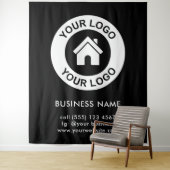 オリジナルビジネスロゴとカラーバックドロップタペストリー タペストリー (インサイチュ)