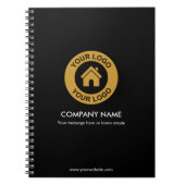 オリジナルビジネスロゴとテキストのプロモーションノートブック ノートブック (正面)