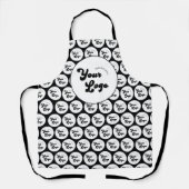 オリジナルビジネス企業ロゴパターン ブラック＆ホワイト エプロン (正面)