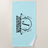 オリジナルビーチタオル 名入れタオル 青 ビーチタオル (正面)