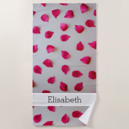 オリジナルビーチタオル - 赤いバラの花びら ビーチタオル