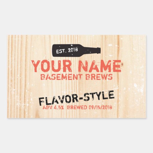 オリジナルビールボトルラベル 長方形シール (正面)