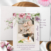 オリジナルピンクグリーンフローラフレーム写真マザーズ日 カード