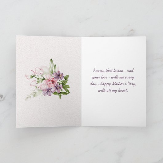 オリジナルピンクグリーンフローラフレーム写真マザーズ日 カード (内部)