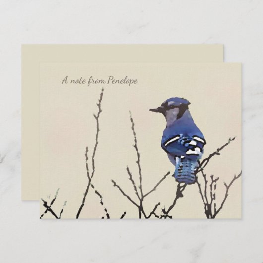 オリジナルファインアートブルージェイfor Bird lovers ノートカード (正面/裏面)