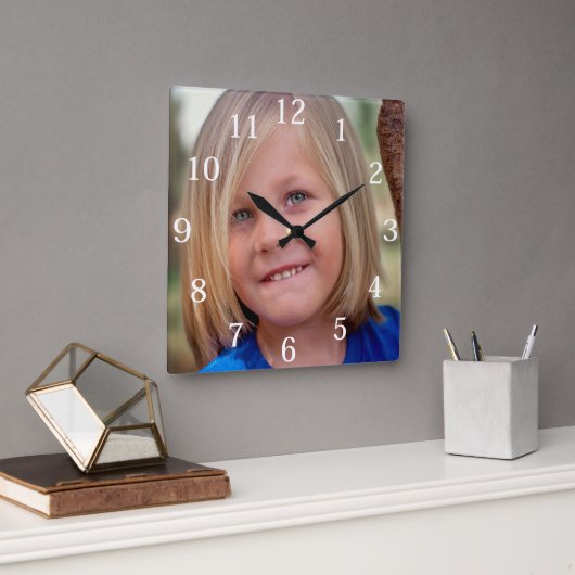 オリジナルファミリーフォト スクエア壁時計 (オフィス)