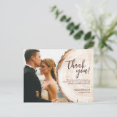 オリジナルフォト ウッドカット スライス ラスティック ウェディング ポストカード (スタンド正面)