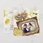 オリジナルフォト ハート型 ネックレス アンティークフレーム 結婚記念日 招待状 (正面/裏面)