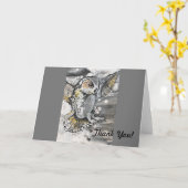オリジナルフクロウ美術サンキューカード空白の – カード内 カード (黄色い花)