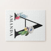 オリジナルフラワーアルファベットAモノグラム ジグソーパズル (横)