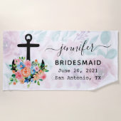 オリジナルフラワーアンカー ブライズメイドのバチェロレッテ ビーチタオル (正面)