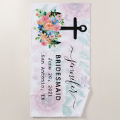 オリジナルフラワーアンカー ブライズメイドのバチェロレッテ ビーチタオル (正面)