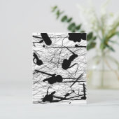 オリジナルブラック（ばちゃばちゃ）跳ねる絵画ズ ポストカード (スタンド正面)