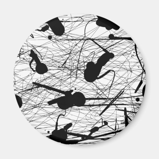 オリジナルブラック（ばちゃばちゃ）跳ねる絵画ズ マグネット (正面)