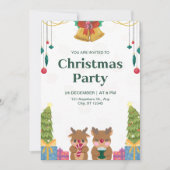 オリジナルブランドのグリーンウォーターカラークリスマスパーティー 招待状 (正面)