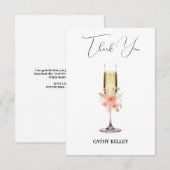 オリジナルブランドのブランチとバブル ブライズシャワー サンキューカード (正面/裏面)
