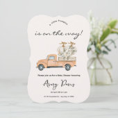 オリジナルブランドの秋のカボチャのベイビーシャワー招待状 招待状 (スタンド正面)