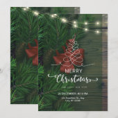 オリジナルブランドの緑のシンプルなメリークリスマス 招待状 (正面/裏面)