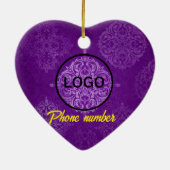 オリジナルプードルハートオルナメント - 心温まるギフト セラミックオーナメント (裏面)