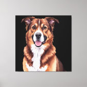 オリジナルペットの肖像クッション - 水彩犬イラスト キャンバスプリント (正面)