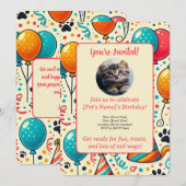 オリジナルペットの誕生日招待状カード - 名前や写真入りで 招待状 (正面/裏面)