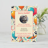 オリジナルペットの誕生日招待状カード - 名前や写真入りで 招待状 (スタンド正面)