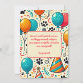 オリジナルペットの誕生日招待状カード - 名前や写真入りで 招待状 (裏面)