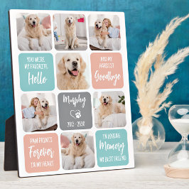 オリジナルペットドッグメモリアル おしゃれなパステルカラー 7枚の写真入り フォトプラーク