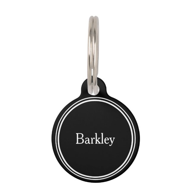 オリジナルペットネームタグ - ブラック ミニマリスト ペット　ネームタグ (正面)
