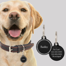 オリジナルペットネームタグ - ブラック ミニマル ペット　ネームタグ