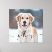 オリジナルペットネーム フォト エレガント スクリプト ドッグ キャンバスプリント (正面)