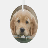 オリジナルペットフォト 犬好き 現代的 シンプル 記念品 ガラスオーナメント (正面左)