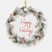 オリジナルペット写真のホリデーリース セラミックオーナメント (裏面)